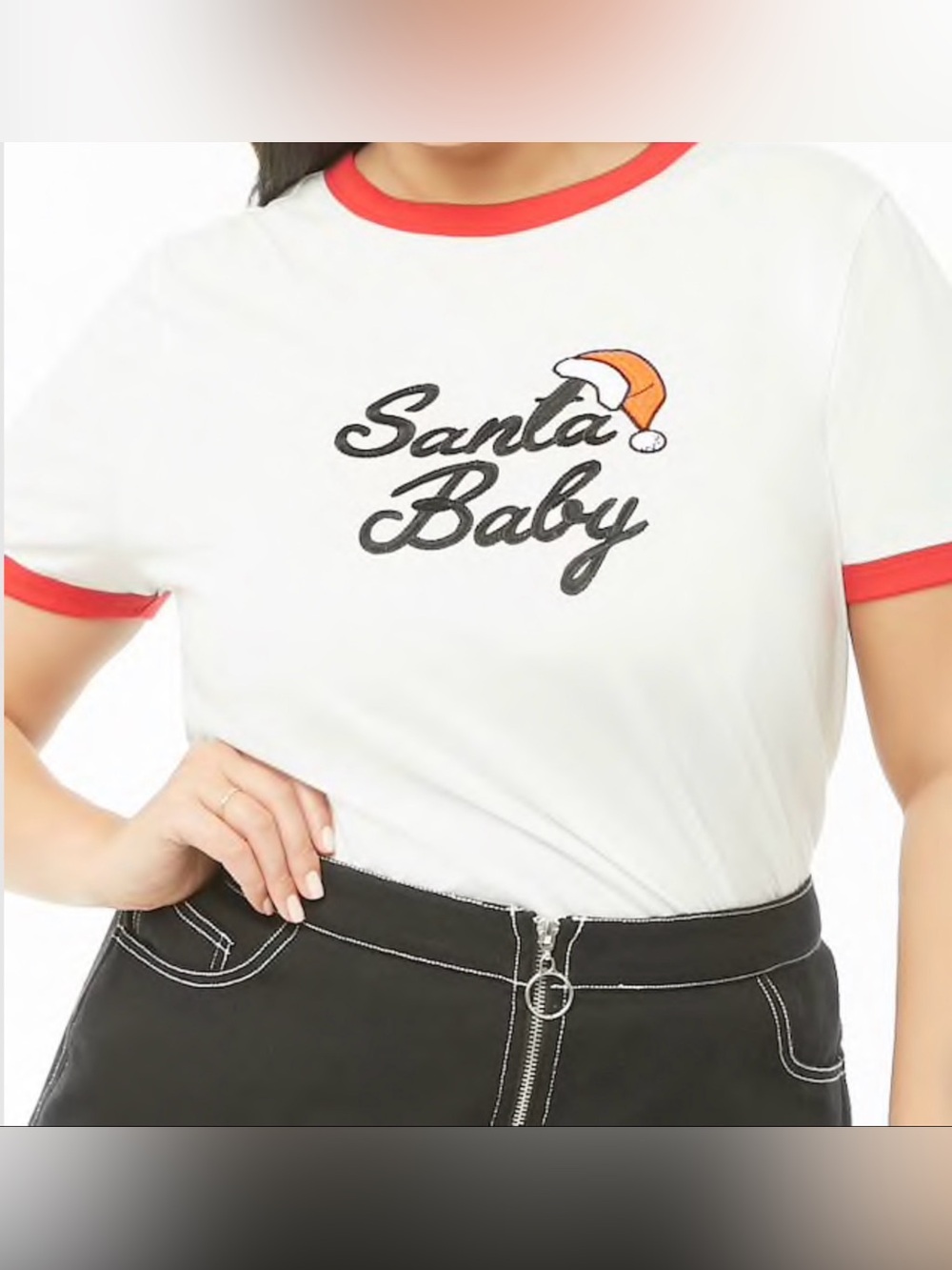 Plus Size Santa Baby Graphic Ringer Tee